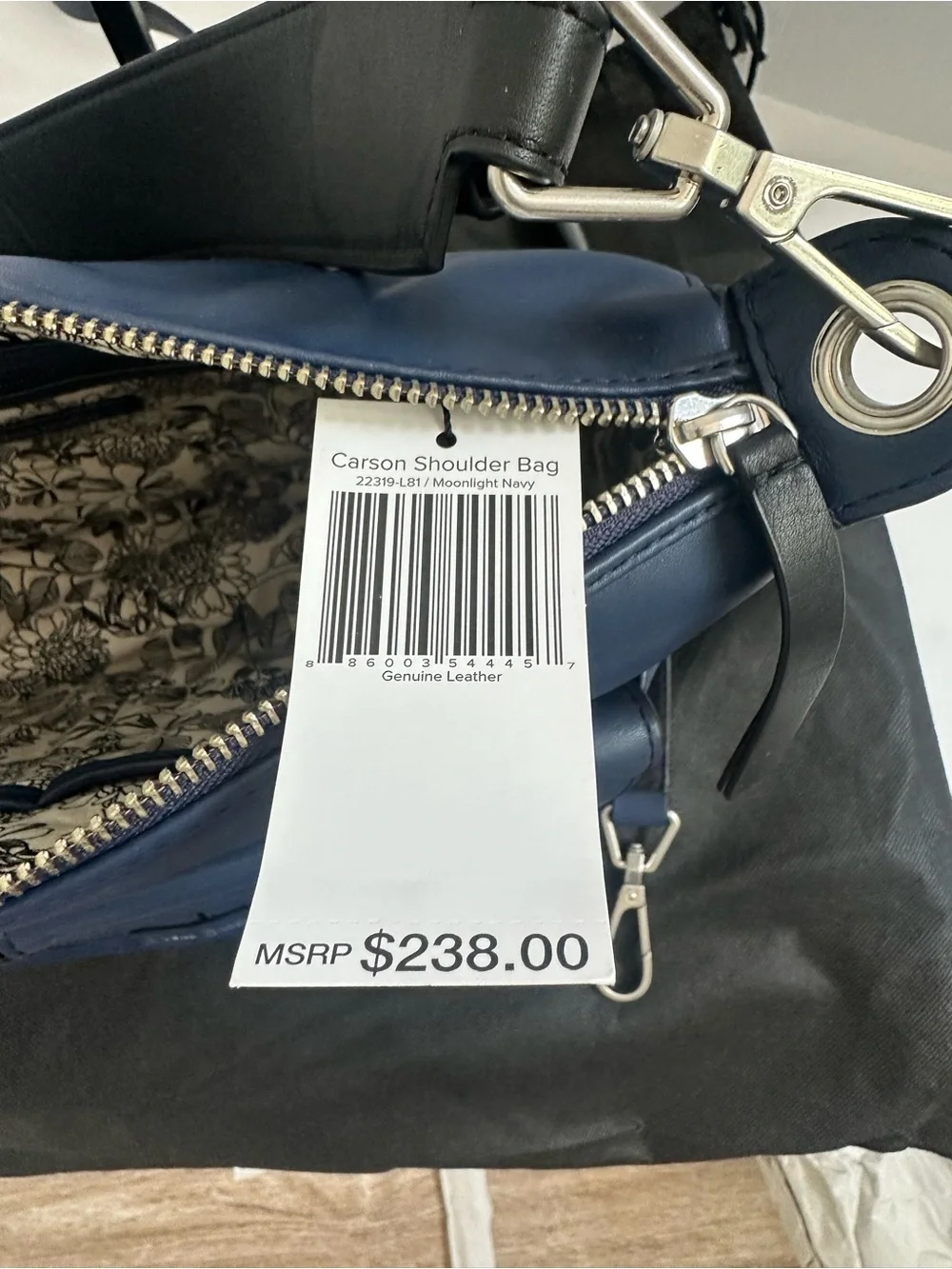 NWT Vera Bradley Carson Leather Shoulder/Crossbody RETIRED Navy Minimalist
